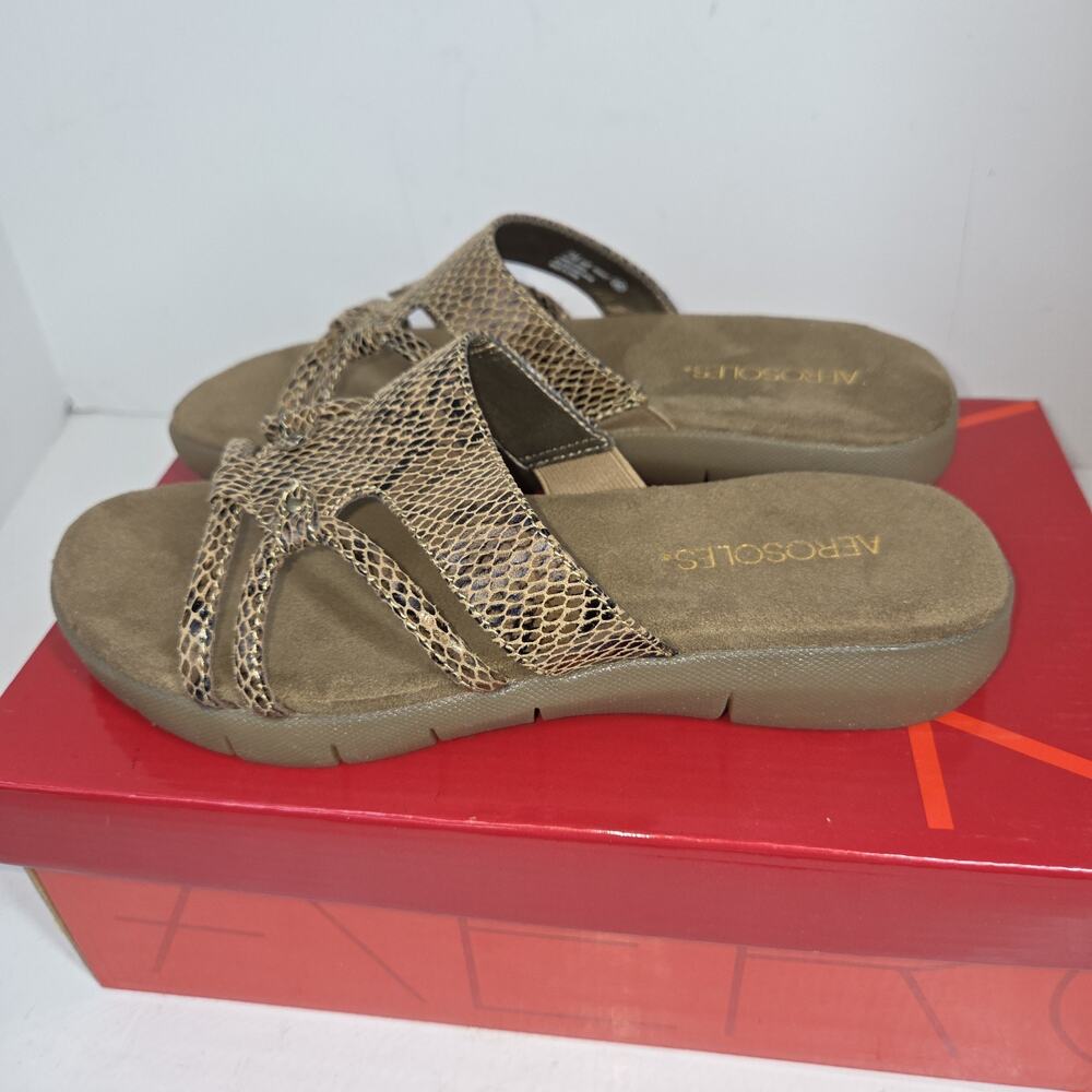 Aerosoles Sandals Womens 7M Wip Away Snakeskin Faux Leather Slip On Flats y2k